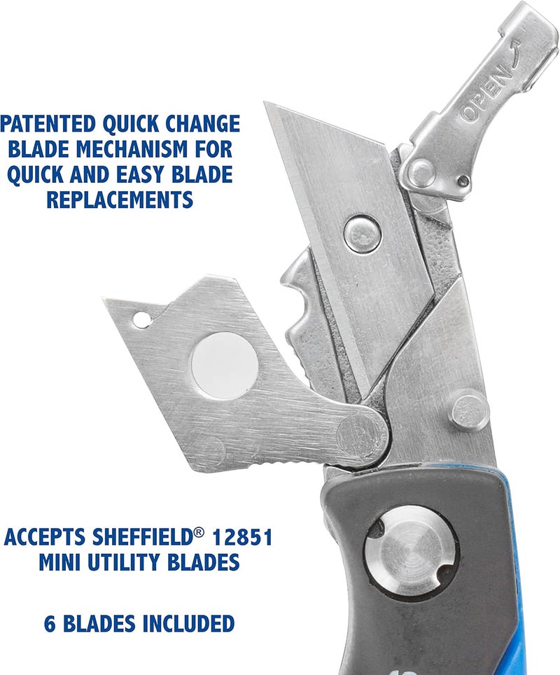 Sheffield Mini Box Cutter, Mini Utility Knife Aluminum Handle, Accepts Mini Utility Blades, Keychain Knife for Home, Office, Trades, and Warehouse - Image 4